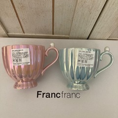 ⭐️Francfranc オパールシェルマグ 2個ペアセット 新品未使用 ミント ピンク フランフラン カップ グラス⭐️の画像
