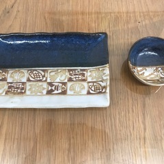 【未使用】愛陶　角皿＆小鉢セットの画像