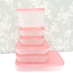 Tupperware (タッパーウェア) キッチン用品 フリーザーメイト ピンクギフト 保存容器 6点セット 蓋付き 箱有【中古】 【キモノオフ野々市若松店】の画像