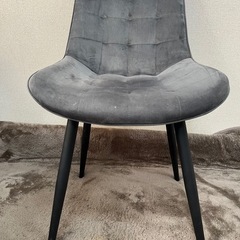 ベロア調 ダイニングチェア ダークグレーの画像