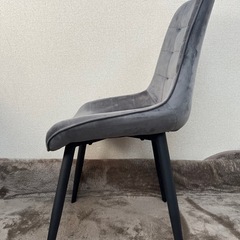 ベロア調 ダイニングチェア ダークグレーの画像