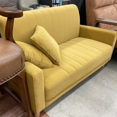 🛋️VENTOTA ベントータ🛋️2人掛けソファ🛋️からし色🛋️サイドポケット🛋️クッション付き🛋️2336の画像