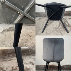 ベロア調 ダイニングチェア ダークグレーの画像