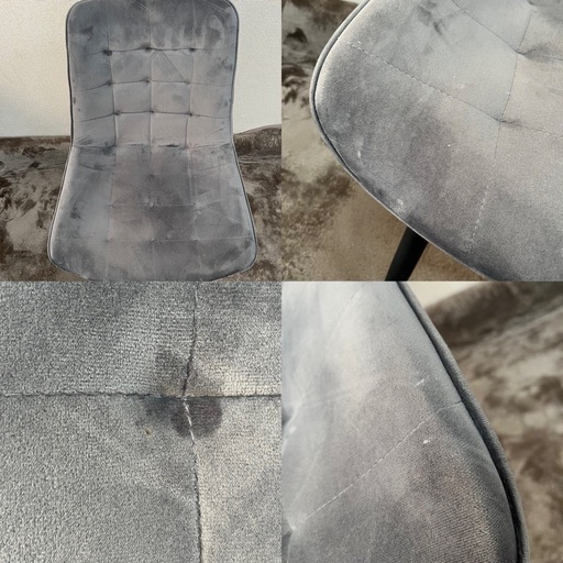 ベロア調 ダイニングチェア ダークグレー