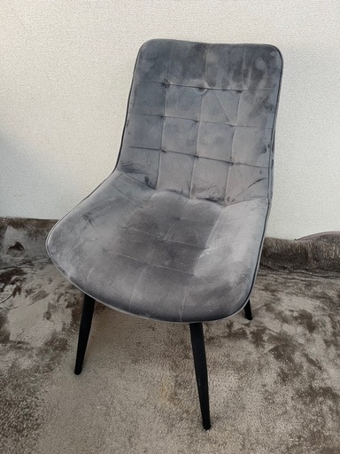 ベロア調 ダイニングチェア ダークグレー