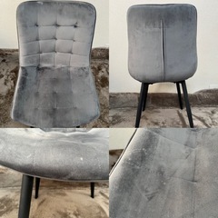 ベロア調 ダイニングチェア ダークグレーの画像
