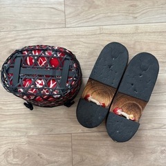 浴衣に合う　下駄とカゴバッグのセットの画像