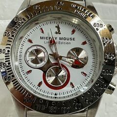 現状品 ディズニー ミッキーマウス 腕時計 スワロフスキー リミテッドエディション クオーツ DISNEY MICKEY MOUSE 白×赤文字 札幌市 白石店 の画像