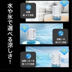 新品未使用！！涼しい小型 冷風機 冷風扇 -12℃冷却 4WAY マイナスイオン 卓上クーラー 1Lの画像