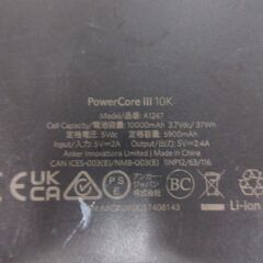 ( M-766 )モバイルバッテリー Anker PowerCore Ⅲ 10K A1247 USB Type-C ブラック 黒 PSEマーク認証 中古 動作確認済みの画像