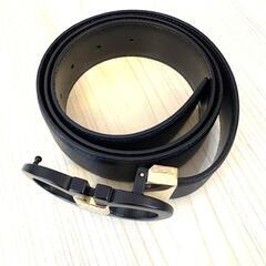 Ferragamo フェラガモ レザーベルト リバーシブルゴール&マットブラックの画像