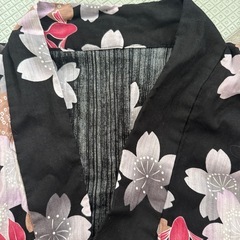 黒　大人用浴衣　赤い作り帯で簡単！の画像