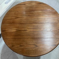 E18★コーヒーテーブル★アンティーク調 サイドテーブル ラウンド 丸型 高さ71cm 木製天板 ガーテン 庭 テラス の画像