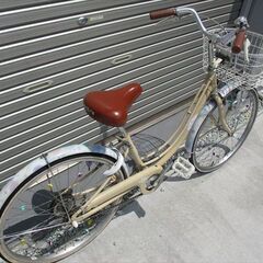E438　★　13800円★整備済み 中古子供自転車 BS　リコリーナ　ベージュ【24インチ 】の画像