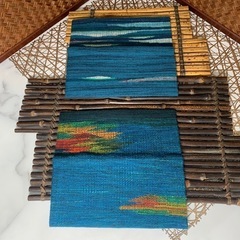 配送可能　北海道手織り 財布　2点セット　つむぎ エルムユーカラ織民芸　箱付　良品　伝統工芸　カントリー調　お札入れの画像