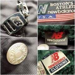 【❗️✨USA刺繍ロゴ入り✨❗️】ニューバランス ベンチコート✨フード付き 緑ボア  裏起毛 防寒アウター❗️の画像