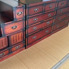 【8月18〜20日取引限定】階段タンス 収納家具 レトロ調 和家具の画像