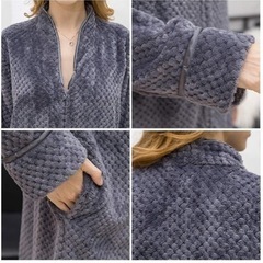 新品⭐️ 着る毛布 プレミアムマイクロファイバー ガウンタイプ 男女兼用　グレー XLの画像