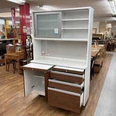 ジモティー限定価格！S779 ⭐ ユーアイ キッチンボード 食器棚 スライドテーブルタイプ モイス付 幅135cm USEDの画像