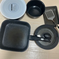 【ガスIH対応・まるごとセット】フライ返し付き！鍋・フライパン・蓋ノンスティックの画像
