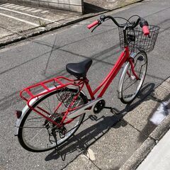 PRO TECK 自転車 ギア付き ママチャリ 26インチ レッドの画像