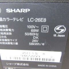 SHARP 液晶カラーテレビ 26V 2011年製 LC-26E8 リモコン付き ブラック 家電 シャープ 26インチ 苫小牧西店の画像