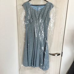 【美品 クリーニング済】 お呼ばれ 結婚式 ワンピース ドレス 水色 9号の画像