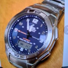 CASIO　ソーラー電波時計　ブルーの画像