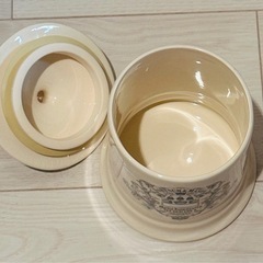 【フォートナム&メイソン】陶器　キャニスター　生成り　ロゴ入り　紅茶保存　ストックの画像