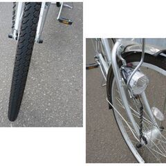 27インチ 自転車 6段変速 マルキン シティサイクル TRAFFIC home シルバー ライト/カギ付き marukin 札幌 北20条店の画像
