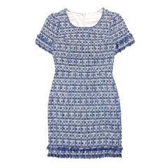 an アン 半袖 ツイードタイトミニキャバドレス ブルー キャバドレスの画像