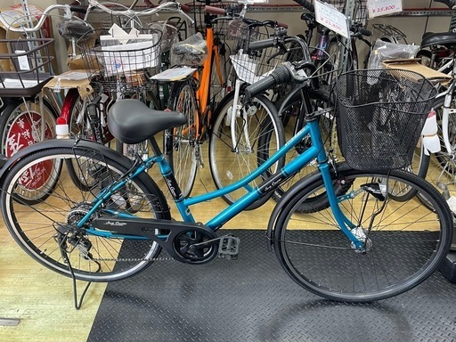 リユース品　軽快車　26インチ　オートライト　6段変速　ブルー