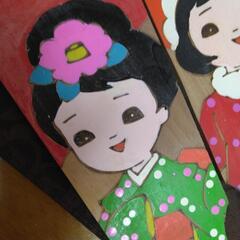 昭和レトロ　羽子板　木製の画像
