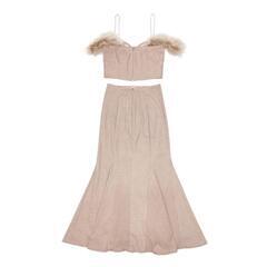ROBE de FLEURS Glossy ローブドフルールグロッシー フェザーショルダービジューリブロングキャバドレスの画像