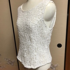 レース　タンクトップ　白の画像