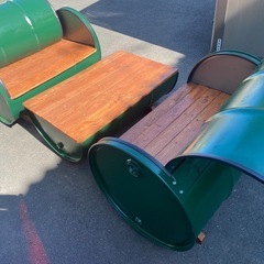 手作りドラム缶椅子テーブルセットの画像
