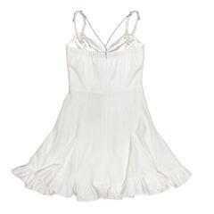 an アン チャーム付き ショルダービジュー 裾フリル Aラインミニキャバドレスの画像