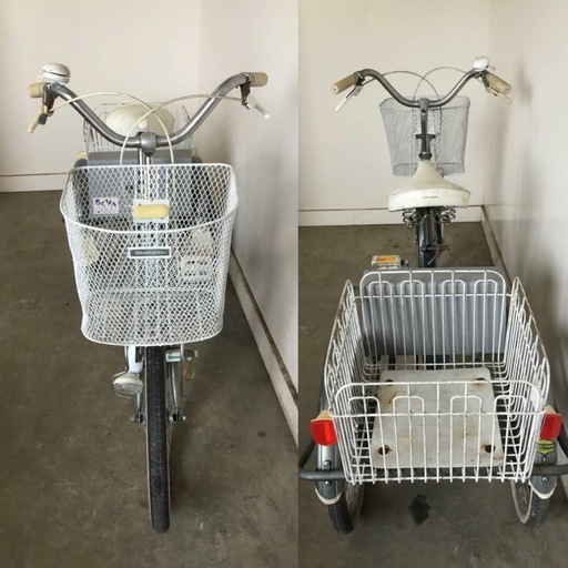 h-102△ q 岐阜発/ レトロ/ MARUISHI/ RAKURIN/ 電動三輪自転車/ 変速なし/ ジャンク/ 充電コード欠品/ スイングあり/ 現状品/ R7.7/2 △