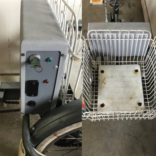 h-102△ q 岐阜発/ レトロ/ MARUISHI/ RAKURIN/ 電動三輪自転車/ 変速なし/ ジャンク/ 充電コード欠品/ スイングあり/ 現状品/ R7.7/2 △