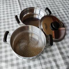ステンレス製二段蒸し器　未使用品の画像