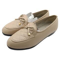 【新品・箱付】幅広4E/EEE レディース快適ローファー 25.0cm ベージュの画像