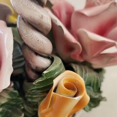 陶器フラワーバスケット🌹ヴィンテージ装飾品の画像