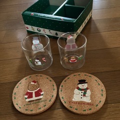 クリスマスグラス&コースター2組セット　未使用品の画像