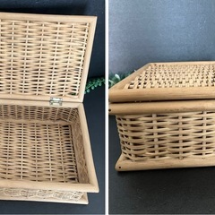･:*+.無印良品 使用品.:+重なるブリ材 蓋付きバスケット 長方形(平型)バスケット2点の画像