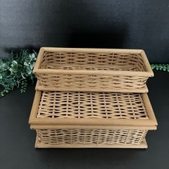 ･:*+.無印良品 使用品.:+重なるブリ材 蓋付きバスケット 長方形(平型)バスケット2点の画像