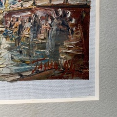 配送可能　古い　油絵　直筆サインあり 額装 絵画 インテリア　アート　美術品　アンティーク　古道具　骨董　風景画の画像