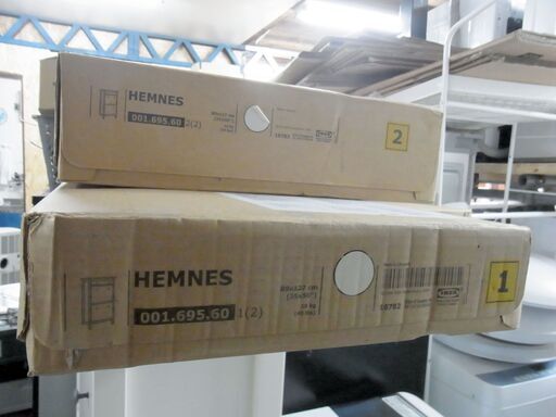 札幌～ 引取歓迎 未開封品 IKEA/イケア ヘムネス/HEMNES シューズボックス 001.695.60/幅89×奥30×高129cm