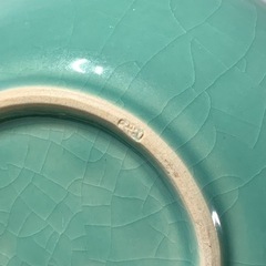 配送可能　平安 橘吉 造 青磁耳付 花生 花道具 華道具 茶道具 花器 花瓶 花入 飾壺 飾壷 陶器 たち吉 在銘 陶印 窯印 時代物　骨董　古玩の画像