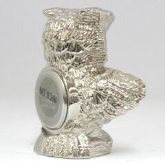 動作品 フクロウ クオーツ式置時計 3針 金属製 シルバーカラー 2025年8月電池交換 ふくろう ミミヅク 札幌市 清田区 平岡の画像