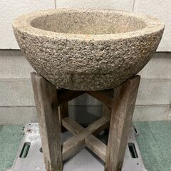 石臼 土台 杵2本セット 餅つき 正月 イベントの画像